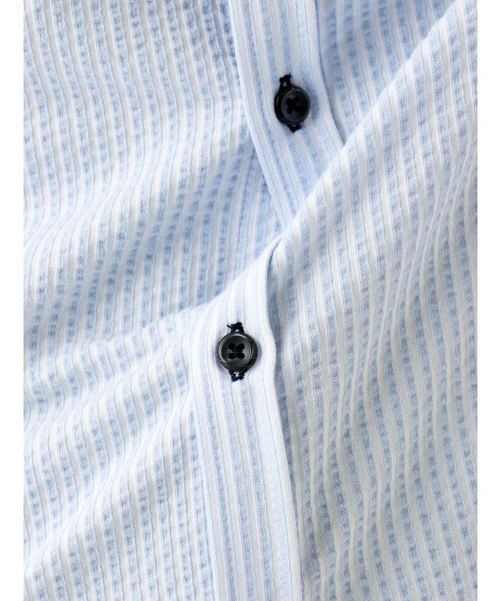 MKBDA65120 MK MICHEL KLEIN HOMME(MKミッシェルクランオム) 【ストレッチ／イージーケア】サッカー織りシャツ ライトブルー