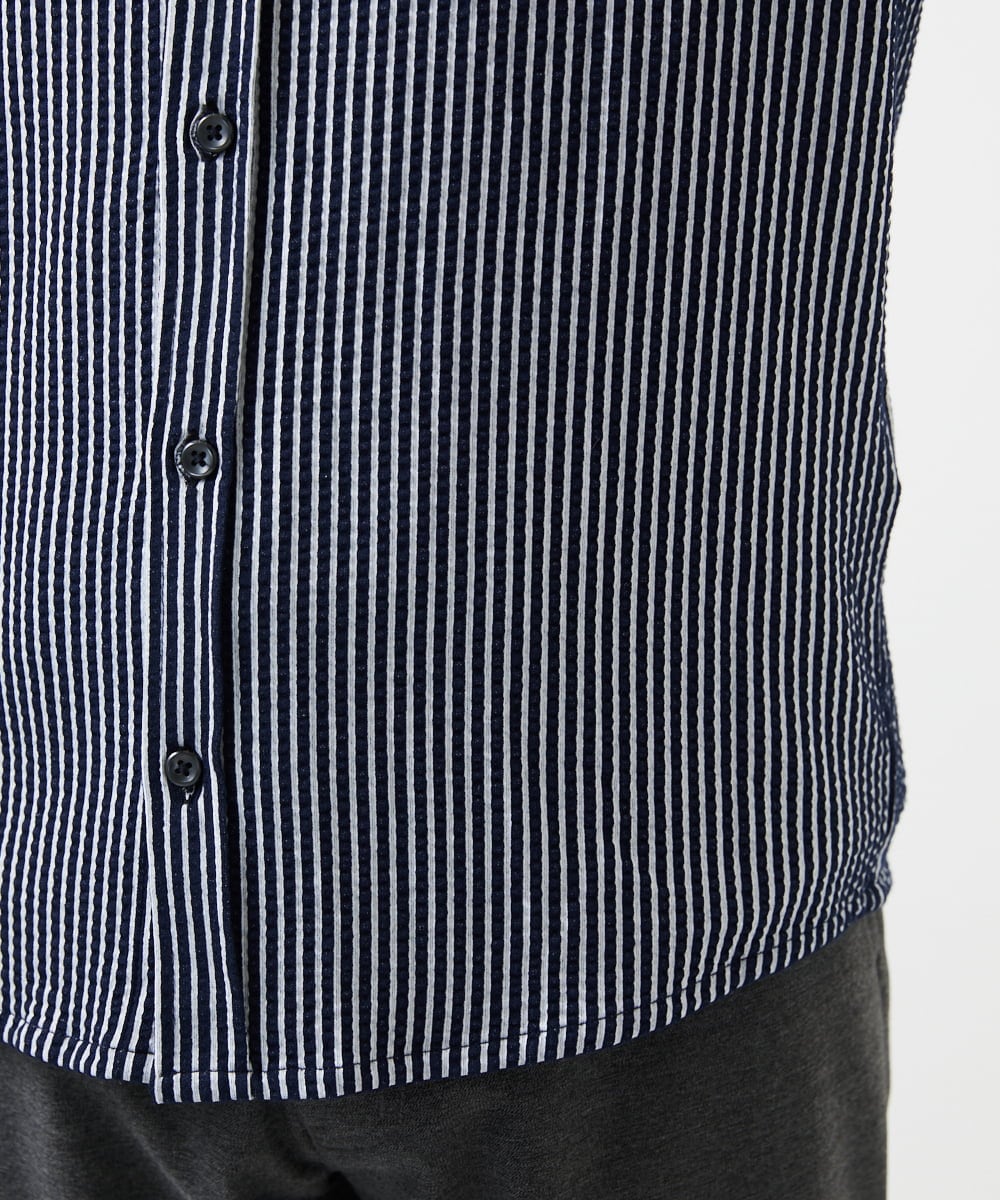 MKBDA65120 MK MICHEL KLEIN HOMME(MKミッシェルクランオム) 【ストレッチ／イージーケア】サッカー織りシャツ ネイビー