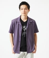 MKBGA03090 MK MICHEL KLEIN HOMME(MKミッシェルクランオム) 【洗える】シアーラッセル オープンカラーシャツ パープル