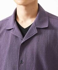 MKBGA03090 MK MICHEL KLEIN HOMME(MKミッシェルクランオム) 【洗える】シアーラッセル オープンカラーシャツ パープル