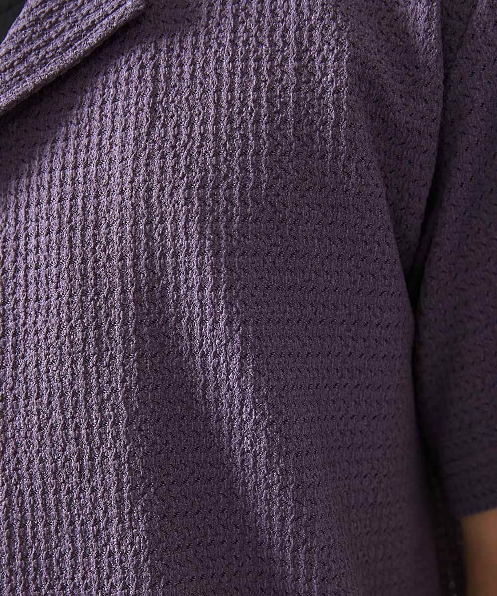 MKBGA03090 MK MICHEL KLEIN HOMME(MKミッシェルクランオム) 【洗える】シアーラッセル オープンカラーシャツ パープル