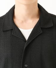 MKBGA03090 MK MICHEL KLEIN HOMME(MKミッシェルクランオム) 【洗える】シアーラッセル オープンカラーシャツ ブラック