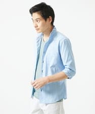 MKBGA54120 MK MICHEL KLEIN HOMME(MKミッシェルクランオム) 【色・サイズ残りわずか】【洗える】ドビーリバーシブル七分袖シャツ ライトブルー