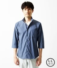 MKBGA54120 MK MICHEL KLEIN HOMME(MKミッシェルクランオム) 【色・サイズ残りわずか】【洗える】ドビーリバーシブル七分袖シャツ ブルー