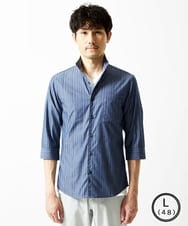 MKBGA54120 MK MICHEL KLEIN HOMME(MKミッシェルクランオム) 【色・サイズ残りわずか】【洗える】ドビーリバーシブル七分袖シャツ ブルー