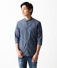 MKBGA54120 MK MICHEL KLEIN HOMME(MKミッシェルクランオム) 【色・サイズ残りわずか】【洗える】ドビーリバーシブル七分袖シャツ ブルー