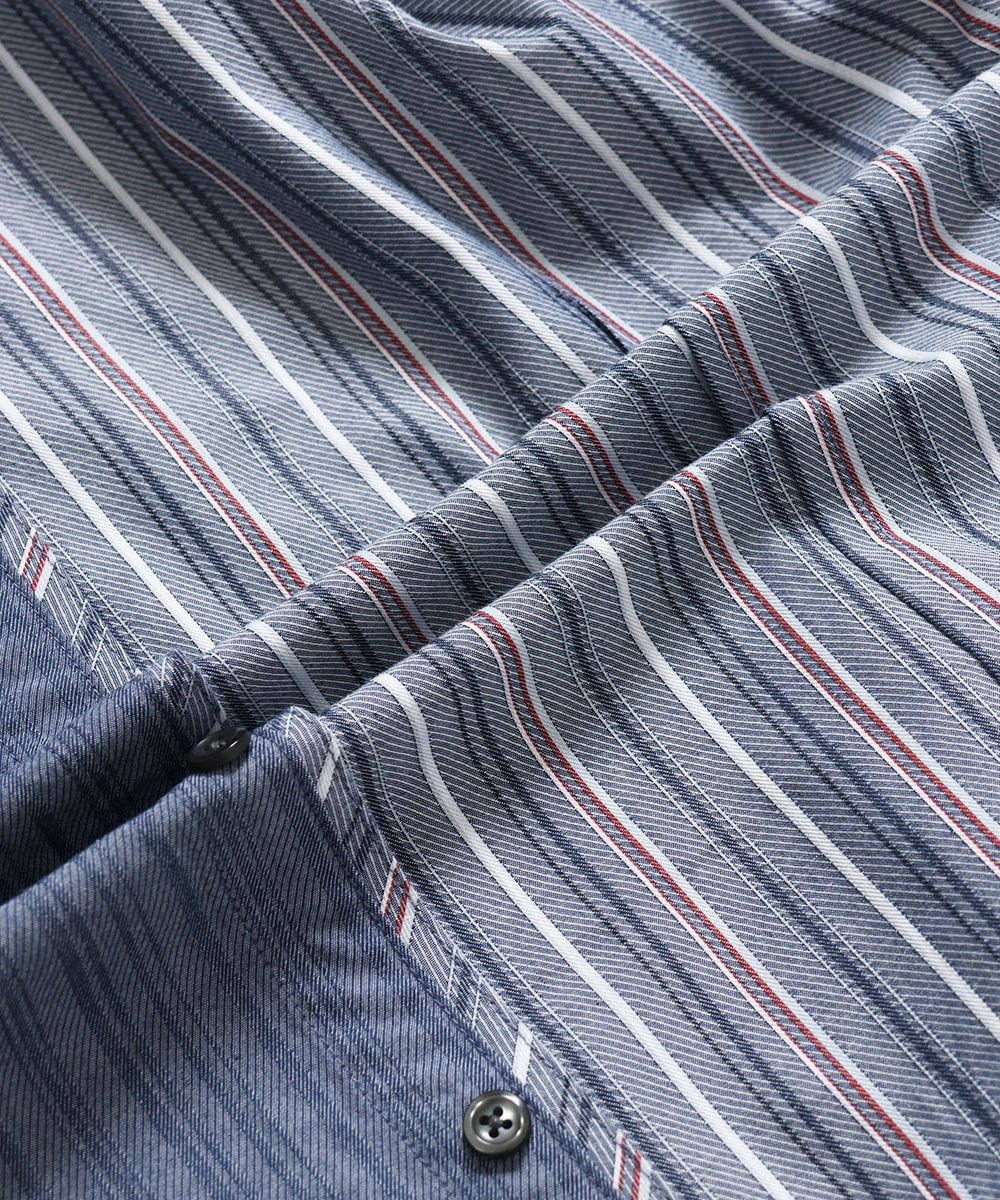 MKBGA54120 MK MICHEL KLEIN HOMME(MKミッシェルクランオム) 【色・サイズ残りわずか】【洗える】ドビーリバーシブル七分袖シャツ ブルー
