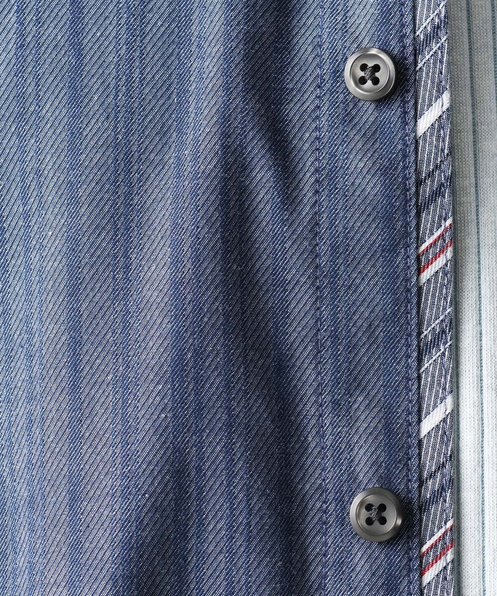 MKBGA54120 MK MICHEL KLEIN HOMME(MKミッシェルクランオム) 【色・サイズ残りわずか】【洗える】ドビーリバーシブル七分袖シャツ ブルー
