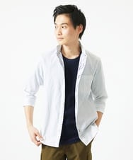 MKBGA54120 MK MICHEL KLEIN HOMME(MKミッシェルクランオム) 【色・サイズ残りわずか】【洗える】ドビーリバーシブル七分袖シャツ ホワイト