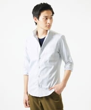 MKBGA54120 MK MICHEL KLEIN HOMME(MKミッシェルクランオム) 【色・サイズ残りわずか】【洗える】ドビーリバーシブル七分袖シャツ ホワイト