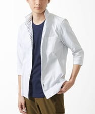 MKBGA54120 MK MICHEL KLEIN HOMME(MKミッシェルクランオム) 【色・サイズ残りわずか】【洗える】ドビーリバーシブル七分袖シャツ ホワイト