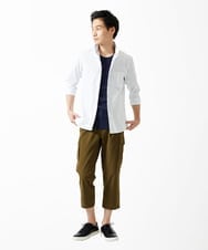 MKBGA54120 MK MICHEL KLEIN HOMME(MKミッシェルクランオム) 【色・サイズ残りわずか】【洗える】ドビーリバーシブル七分袖シャツ ホワイト