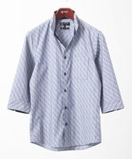 MKBGA57130 MK MICHEL KLEIN HOMME(MKミッシェルクランオム) 【SOLDOUT】【日本製生地】シャドーバイヤスストライプ七分袖シャツ  ネイビー