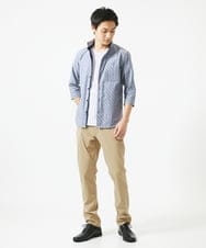 MKBGA57130 MK MICHEL KLEIN HOMME(MKミッシェルクランオム) 【SOLDOUT】【日本製生地】シャドーバイヤスストライプ七分袖シャツ  ネイビー