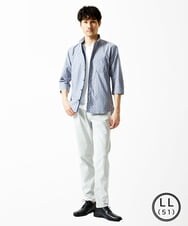 MKBGA57130 MK MICHEL KLEIN HOMME(MKミッシェルクランオム) 【SOLDOUT】【日本製生地】シャドーバイヤスストライプ七分袖シャツ  ネイビー