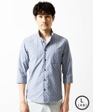 MKBGA57130 MK MICHEL KLEIN HOMME(MKミッシェルクランオム) 【SOLDOUT】【日本製生地】シャドーバイヤスストライプ七分袖シャツ  ネイビー