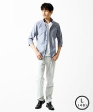 MKBGA57130 MK MICHEL KLEIN HOMME(MKミッシェルクランオム) 【SOLDOUT】【日本製生地】シャドーバイヤスストライプ七分袖シャツ  ネイビー