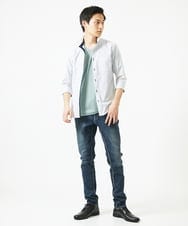 MKBGA57130 MK MICHEL KLEIN HOMME(MKミッシェルクランオム) 【SOLDOUT】【日本製生地】シャドーバイヤスストライプ七分袖シャツ  ホワイト