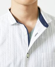 MKBGA57130 MK MICHEL KLEIN HOMME(MKミッシェルクランオム) 【SOLDOUT】【日本製生地】シャドーバイヤスストライプ七分袖シャツ  ホワイト