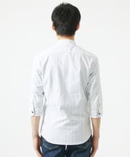 MKBGA57130 MK MICHEL KLEIN HOMME(MKミッシェルクランオム) 【SOLDOUT】【日本製生地】シャドーバイヤスストライプ七分袖シャツ  ホワイト