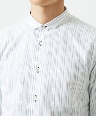 MKBGA57130 MK MICHEL KLEIN HOMME(MKミッシェルクランオム) 【SOLDOUT】【日本製生地】シャドーバイヤスストライプ七分袖シャツ  ホワイト