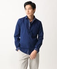 MKBGA70100 MK MICHEL KLEIN HOMME(MKミッシェルクランオム) 【WEB限定】日本製素材使用 リバーストライプ長袖シャツ/ ブルー