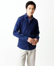 MKBGA70100 MK MICHEL KLEIN HOMME(MKミッシェルクランオム) 【WEB限定】日本製素材使用 リバーストライプ長袖シャツ/ ブルー
