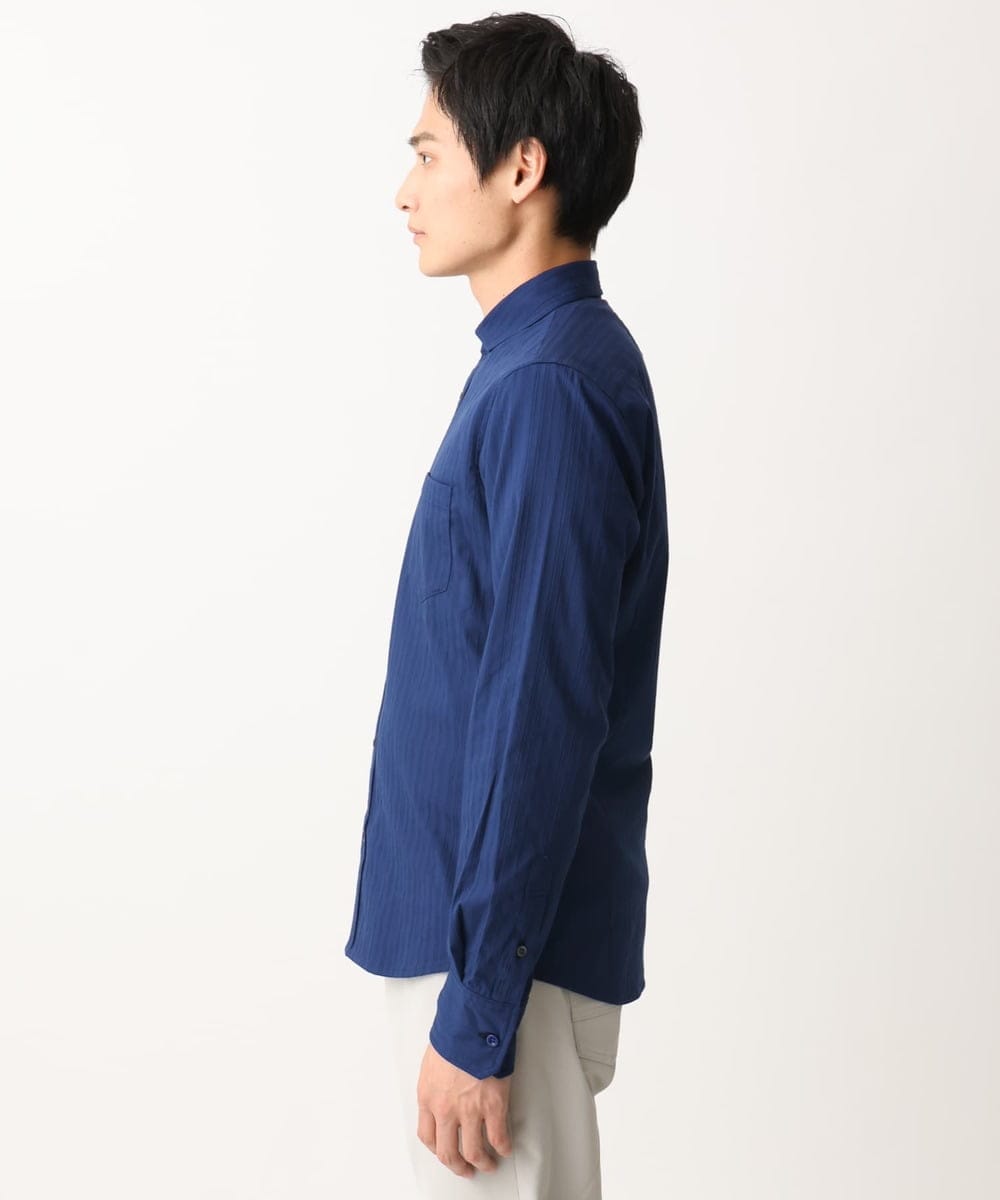MKBGA70100 MK MICHEL KLEIN HOMME(MKミッシェルクランオム) 【WEB限定】日本製素材使用 リバーストライプ長袖シャツ/ ブルー