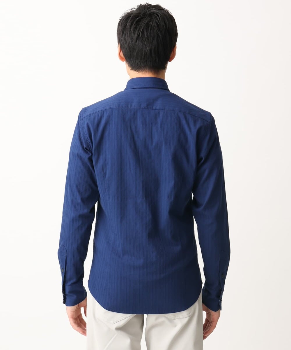 MKBGA70100 MK MICHEL KLEIN HOMME(MKミッシェルクランオム) 【WEB限定】日本製素材使用 リバーストライプ長袖シャツ/ ブルー