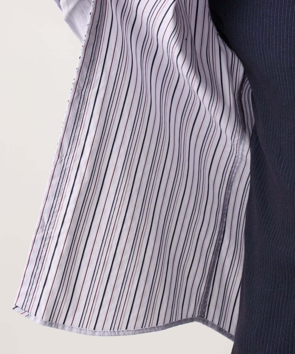 MKBGA70100 MK MICHEL KLEIN HOMME(MKミッシェルクランオム) 【WEB限定】日本製素材使用 リバーストライプ長袖シャツ/ ラベンダー