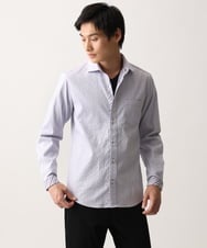 MKBGA70100 MK MICHEL KLEIN HOMME(MKミッシェルクランオム) 【WEB限定】日本製素材使用 リバーストライプ長袖シャツ/ ラベンダー