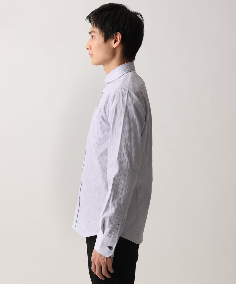 MKBGA70100 MK MICHEL KLEIN HOMME(MKミッシェルクランオム) 【WEB限定】日本製素材使用 リバーストライプ長袖シャツ/ ラベンダー