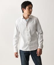 MKBGA70100 MK MICHEL KLEIN HOMME(MKミッシェルクランオム) 【WEB限定】日本製素材使用 リバーストライプ長袖シャツ/ ホワイト