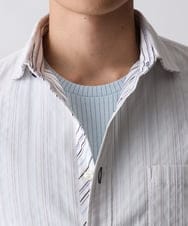 MKBGA70100 MK MICHEL KLEIN HOMME(MKミッシェルクランオム) 【WEB限定】日本製素材使用 リバーストライプ長袖シャツ/ ホワイト