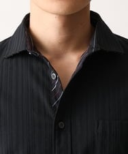 MKBGA70100 MK MICHEL KLEIN HOMME(MKミッシェルクランオム) 【WEB限定】日本製素材使用 リバーストライプ長袖シャツ/ ブラック