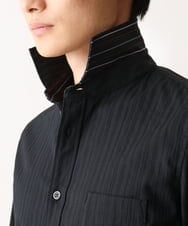 MKBGA70100 MK MICHEL KLEIN HOMME(MKミッシェルクランオム) 【WEB限定】日本製素材使用 リバーストライプ長袖シャツ/ ブラック