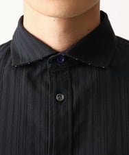 MKBGA70100 MK MICHEL KLEIN HOMME(MKミッシェルクランオム) 【WEB限定】日本製素材使用 リバーストライプ長袖シャツ/ ブラック