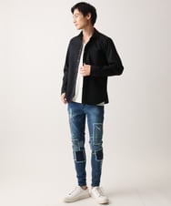 MKBGA70100 MK MICHEL KLEIN HOMME(MKミッシェルクランオム) 【WEB限定】日本製素材使用 リバーストライプ長袖シャツ/ ブラック