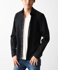 MKBGA70100 MK MICHEL KLEIN HOMME(MKミッシェルクランオム) 【WEB限定】日本製素材使用 リバーストライプ長袖シャツ/ ブラック