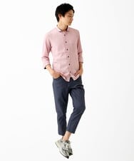 MKBGC21130 MK MICHEL KLEIN HOMME(MKミッシェルクランオム) 【洗える】楊柳ストライプ七分袖シャツ ピンク