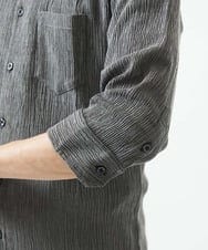 MKBGC21130 MK MICHEL KLEIN HOMME(MKミッシェルクランオム) 【洗える】楊柳ストライプ七分袖シャツ ダークグレー