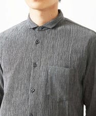 MKBGC21130 MK MICHEL KLEIN HOMME(MKミッシェルクランオム) 【洗える】楊柳ストライプ七分袖シャツ ダークグレー