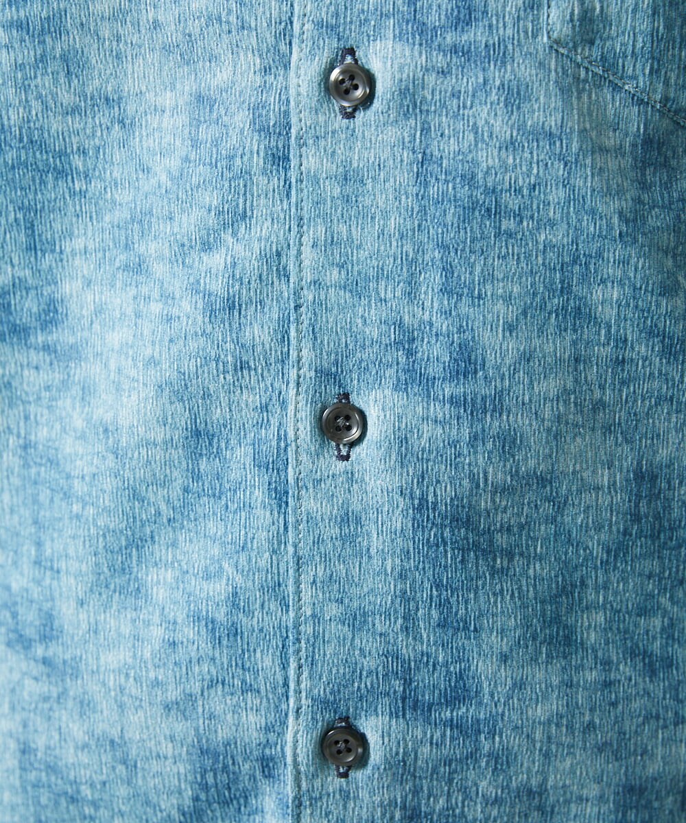 MKBGC61130 MK MICHEL KLEIN HOMME(MKミッシェルクランオム) 【洗える/ ドライタッチ】 シャルバート楊柳七分袖シャツ ライトブルー