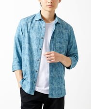 MKBGC61130 MK MICHEL KLEIN HOMME(MKミッシェルクランオム) 【洗える/ ドライタッチ】 シャルバート楊柳七分袖シャツ ライトブルー