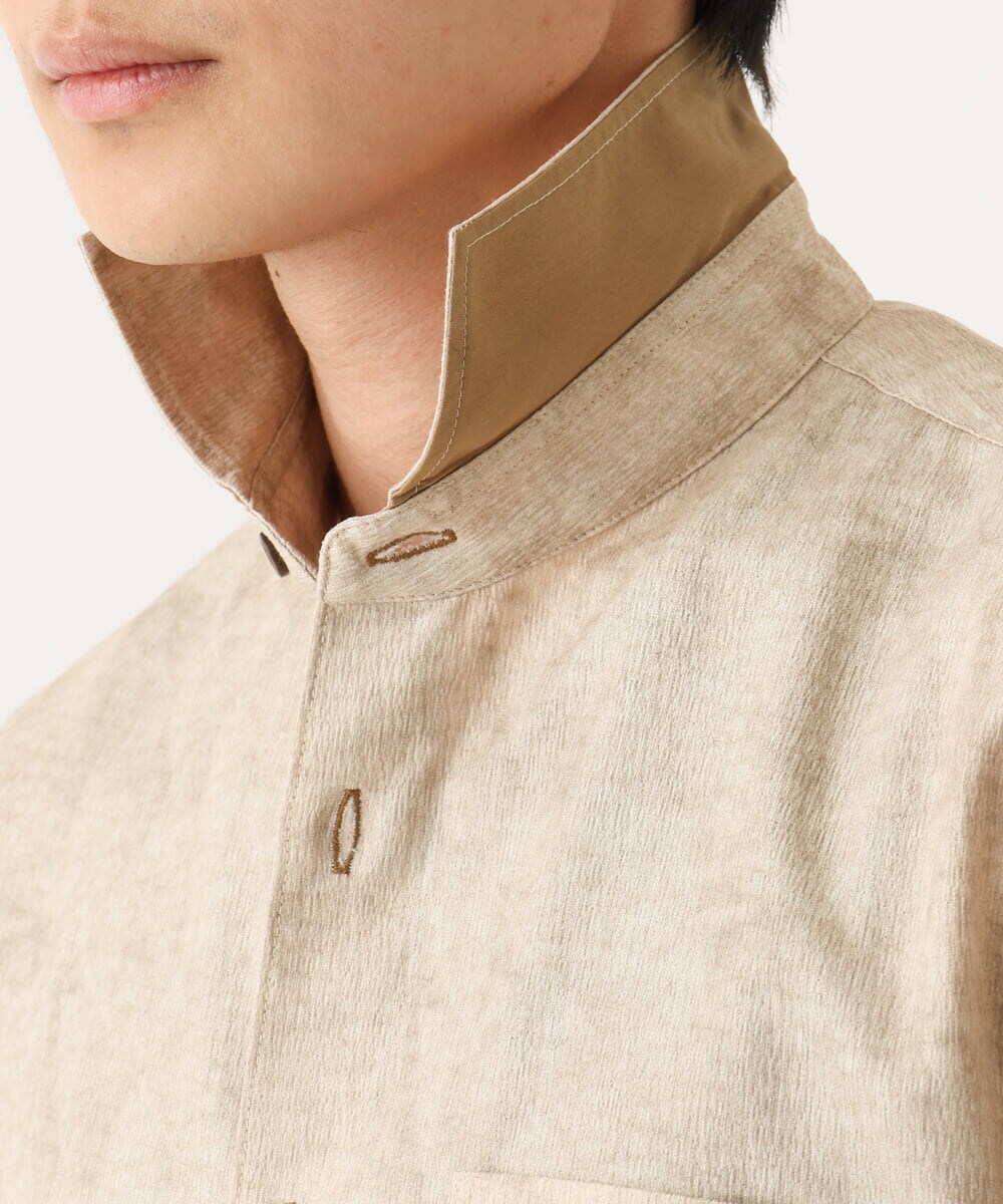 MKBGC61130 MK MICHEL KLEIN HOMME(MKミッシェルクランオム) 【洗える/ ドライタッチ】 シャルバート楊柳七分袖シャツ アイボリー