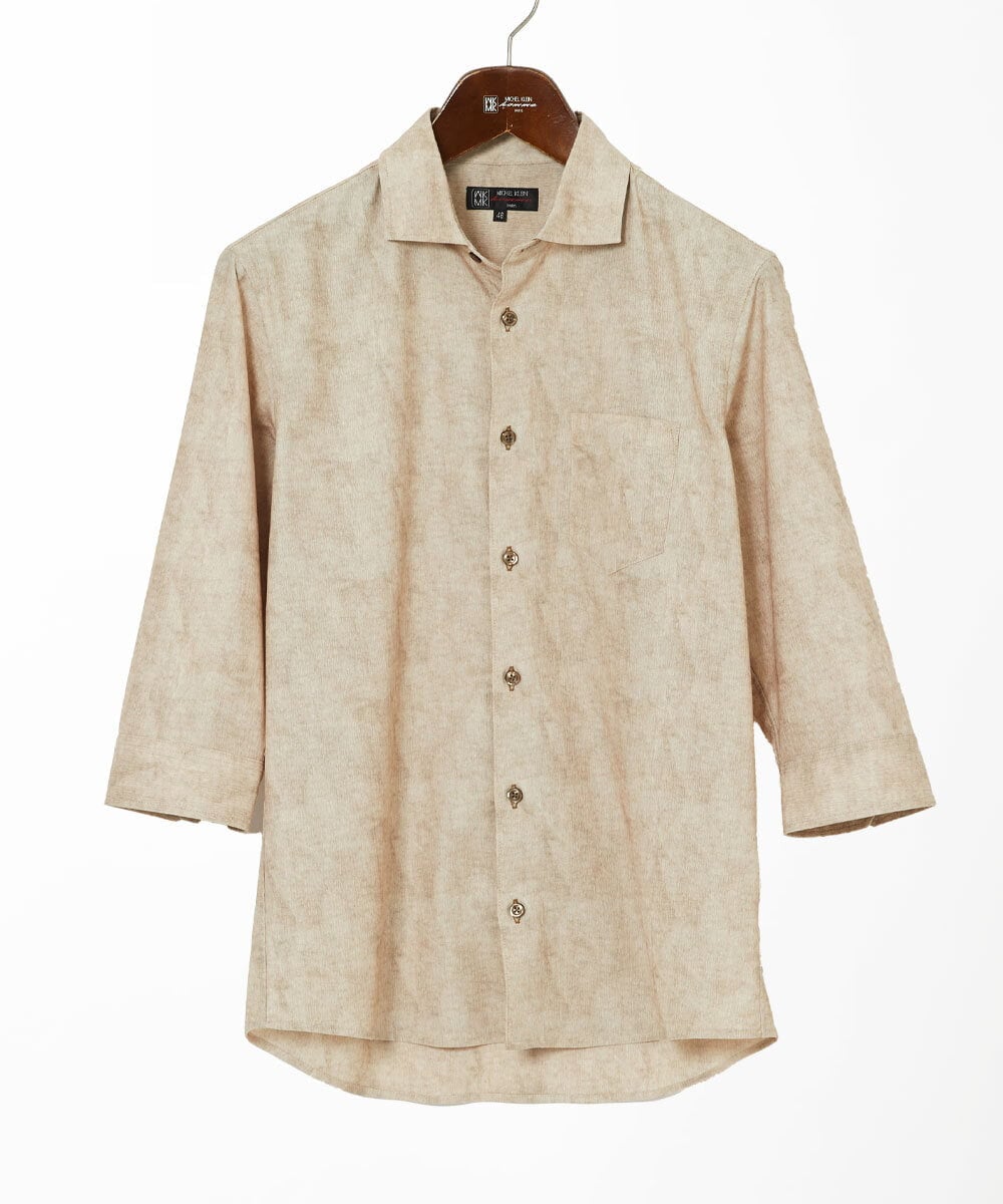 MKBGC61130 MK MICHEL KLEIN HOMME(MKミッシェルクランオム) 【洗える/ ドライタッチ】 シャルバート楊柳七分袖シャツ アイボリー