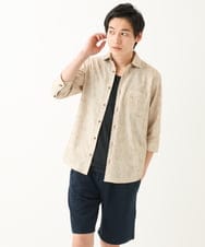MKBGC61130 MK MICHEL KLEIN HOMME(MKミッシェルクランオム) 【洗える/ ドライタッチ】 シャルバート楊柳七分袖シャツ アイボリー