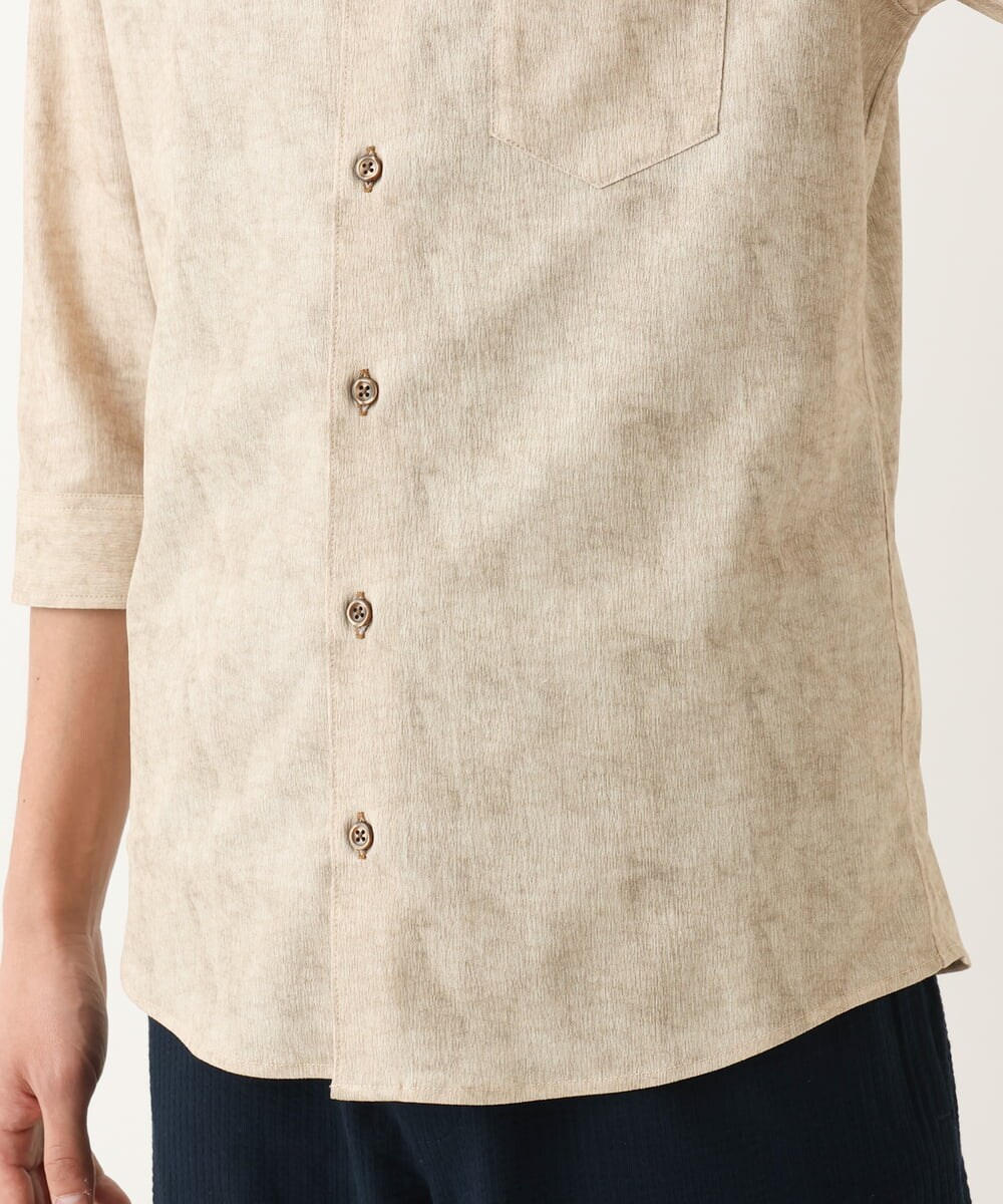 MKBGC61130 MK MICHEL KLEIN HOMME(MKミッシェルクランオム) 【洗える/ ドライタッチ】 シャルバート楊柳七分袖シャツ アイボリー