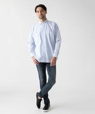 MKBGC83090 MK MICHEL KLEIN HOMME(MKミッシェルクランオム) 【リラックスシルエット/フリーサイズ】ストライプ長袖 ライトブルー