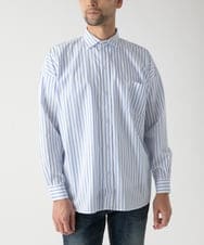 MKBGC83090 MK MICHEL KLEIN HOMME(MKミッシェルクランオム) 【リラックスシルエット/フリーサイズ】ストライプ長袖 ライトブルー